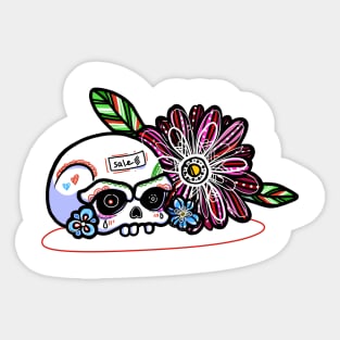Skull in flowers Sticker